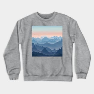 Blue and Orange Rocky Hills Landscape Digital Illustration Crewneck Sweatshirt